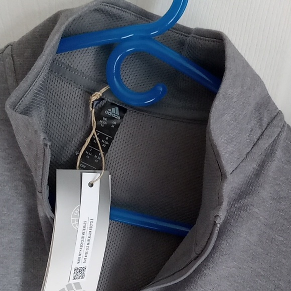 New! Adidas Womens Athletic Top 1/4 Zip Sweater Grey VISA Promo - Picture 10 of 16